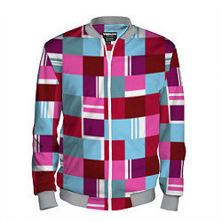 Бомбер мужской Ретро квадраты вишнёвые, цвет: 3D-меланж