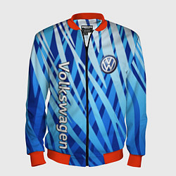 Бомбер мужской Volkswagen - синий камуфляж, цвет: 3D-красный