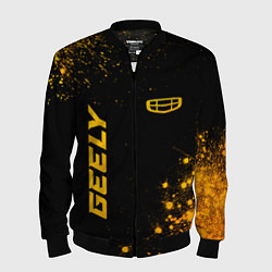 Бомбер мужской Geely - gold gradient: надпись, символ, цвет: 3D-черный