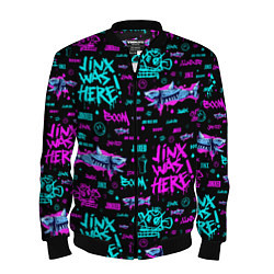 Бомбер мужской Jinx Arcane pattern neon, цвет: 3D-черный