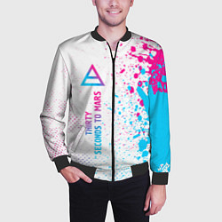 Бомбер мужской Thirty Seconds to Mars neon gradient style: по-вер, цвет: 3D-черный — фото 2