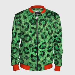 Бомбер мужской Зелёный леопард паттерн, цвет: 3D-красный