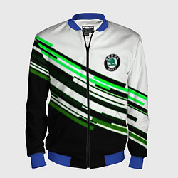 Бомбер мужской Skoda sport stripes line, цвет: 3D-синий