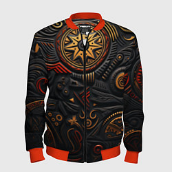 Бомбер мужской Абстрактный узор в славянской стилистике, цвет: 3D-красный
