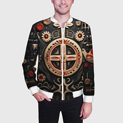 Бомбер мужской Орнамент в славянской стилистике, цвет: 3D-белый — фото 2