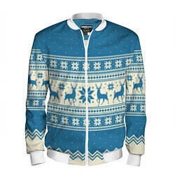 Мужской бомбер Sweater with deer on a blue background