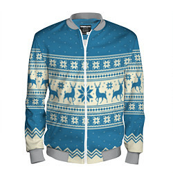 Бомбер мужской Sweater with deer on a blue background, цвет: 3D-меланж