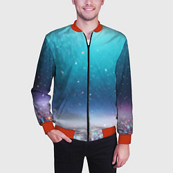 Бомбер мужской Футуристичный город и конфетти, цвет: 3D-красный — фото 2