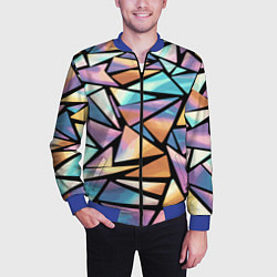 Бомбер мужской Радужные треугольники - кристаллы голографические, цвет: 3D-синий — фото 2