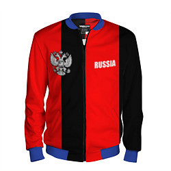 Бомбер мужской Красный и черный - герб РФ, цвет: 3D-синий