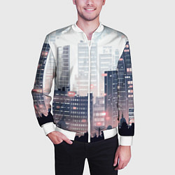 Бомбер мужской Безмятежный город, цвет: 3D-белый — фото 2