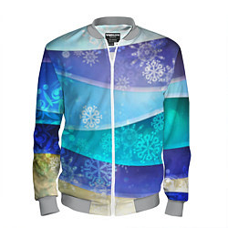 Бомбер мужской Абстрактный синий волнистый фон со снежинками, цвет: 3D-меланж
