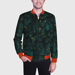 Бомбер мужской Ёлка и гирлянды, цвет: 3D-красный — фото 2