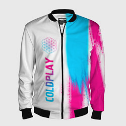 Бомбер мужской Coldplay neon gradient style по-вертикали, цвет: 3D-черный