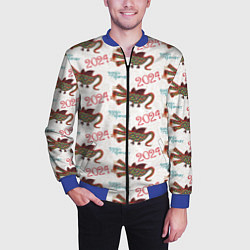 Бомбер мужской Паттерн с русским драконом, цвет: 3D-синий — фото 2