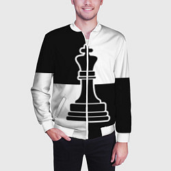 Бомбер мужской Шахматы - ферзь, цвет: 3D-белый — фото 2
