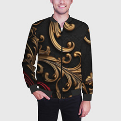 Бомбер мужской Золотые абстрактные узоры, цвет: 3D-черный — фото 2