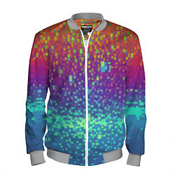 Бомбер мужской Разноцветные пиксели, цвет: 3D-меланж
