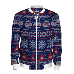 Бомбер мужской New Years sweater, цвет: 3D-белый