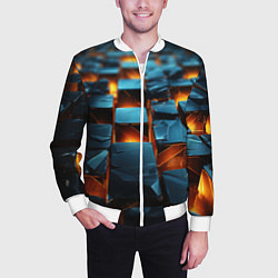 Бомбер мужской Темные плитки в лаве, цвет: 3D-белый — фото 2