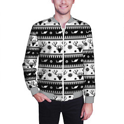 Бомбер мужской Новогодний свитер с оленями, цвет: 3D-меланж — фото 2