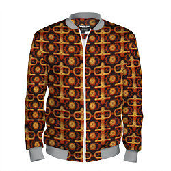 Бомбер мужской Оранжевый деревянный абстрактный паттерн, цвет: 3D-меланж