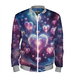 Бомбер мужской Космические сердца - звезды, цвет: 3D-меланж