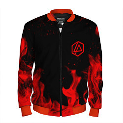 Бомбер мужской Linkin Park красный огонь лого, цвет: 3D-красный