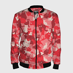 Бомбер мужской Розовый кошачий комуфляж, цвет: 3D-черный