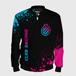 Бомбер мужской Club Brugge - neon gradient вертикально, цвет: 3D-черный