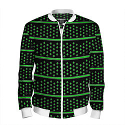 Бомбер мужской Зелёные круги и полосы, цвет: 3D-белый