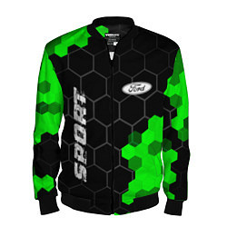 Бомбер мужской Ford green sport hexagon, цвет: 3D-черный