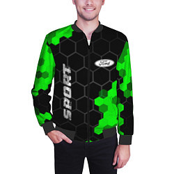 Бомбер мужской Ford green sport hexagon, цвет: 3D-черный — фото 2