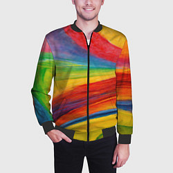 Бомбер мужской Рисунок масляной пастелью, цвет: 3D-черный — фото 2