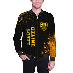 Бомбер мужской Leeds United - gold gradient вертикально, цвет: 3D-черный — фото 2