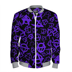 Бомбер мужской Узор анархия фиолетовый, цвет: 3D-меланж