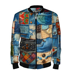 Бомбер мужской Vanguard denim patchwork - ai art, цвет: 3D-черный