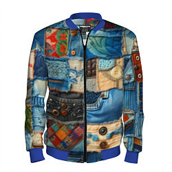 Бомбер мужской Vanguard denim patchwork - ai art, цвет: 3D-синий