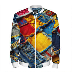 Бомбер мужской Colorful denim patchwork - ai art, цвет: 3D-белый