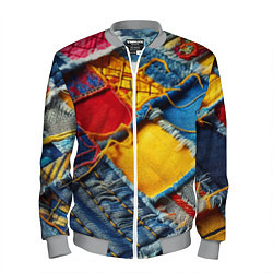 Мужской бомбер Colorful denim patchwork - ai art