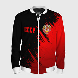 Бомбер мужской СССР - черно-красный, цвет: 3D-белый