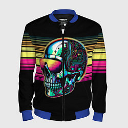 Бомбер мужской Cyber skull - ai art fantasy, цвет: 3D-синий