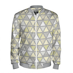 Бомбер мужской Паттерн геометрия светлый жёлто-серый, цвет: 3D-меланж