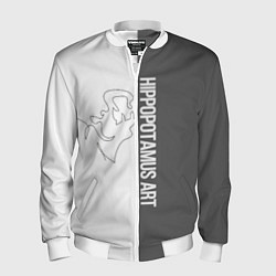 Бомбер мужской Hippopotamus art, цвет: 3D-белый