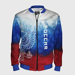 Бомбер мужской Герб России и флаг, цвет: 3D-синий