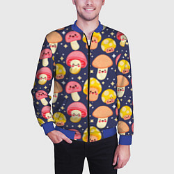 Бомбер мужской Веселые грибочки паттерн, цвет: 3D-синий — фото 2