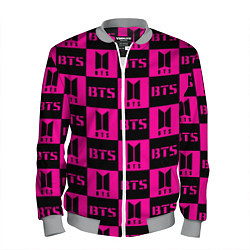 Бомбер мужской BTS pattern pink logo, цвет: 3D-меланж