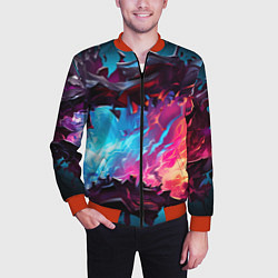 Бомбер мужской Абстрактные краски во взрыве, цвет: 3D-красный — фото 2