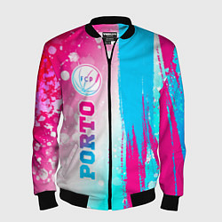 Бомбер мужской Porto neon gradient style по-вертикали, цвет: 3D-черный