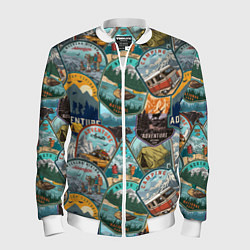 Бомбер мужской Adventure stickers, цвет: 3D-белый